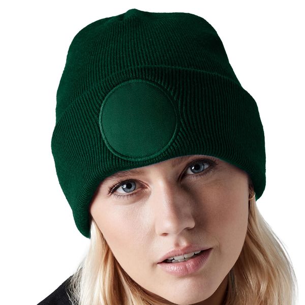 Berretto A Busta Con Patch Circolare Unisex Beechfield RW7304 (Taglia Unica) (Verde Bottiglia)-image