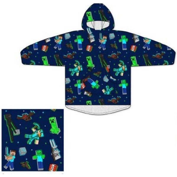 Poncho Con Cappuccio Minecraft Adulti - Poliestere-image