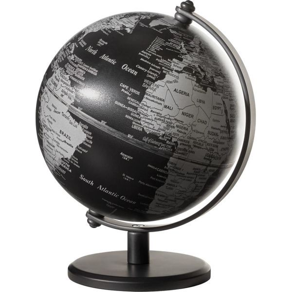 Troika Gagarin, Mappamondo Politico, Classico, Tavolo, Metallo, Plastica, Plastica, Nero-image
