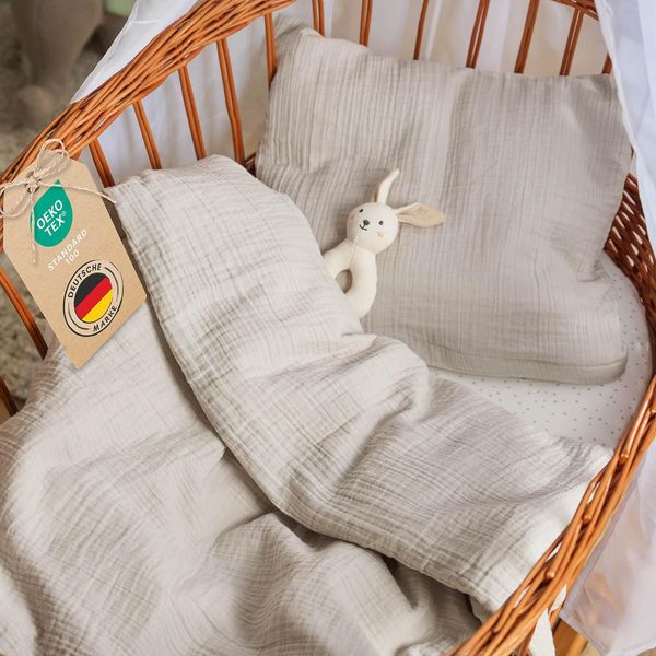Biancheria Da Letto Per Bambini Laleni 80X80 Cm & 35X40 Cm In Cotone, Mussola In Grigio-image