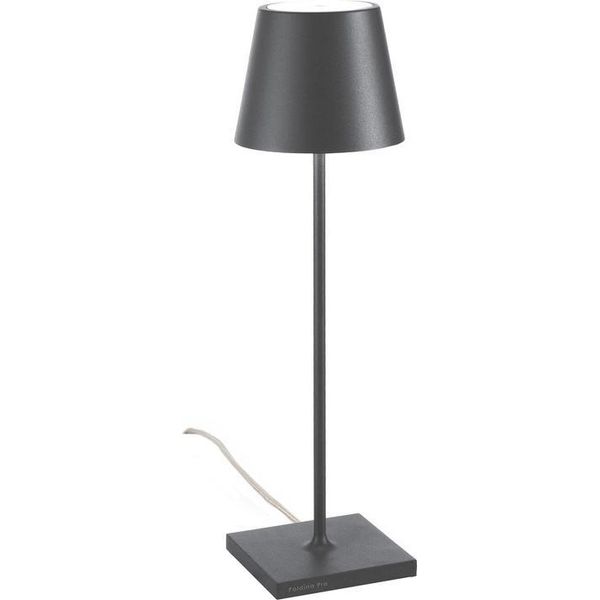 Lampada Da Tavolo Poldina Grigio Scuro 230V Con Spina Led Dimmerabile 11X38 Cm - Design Moderno In Alluminio-image