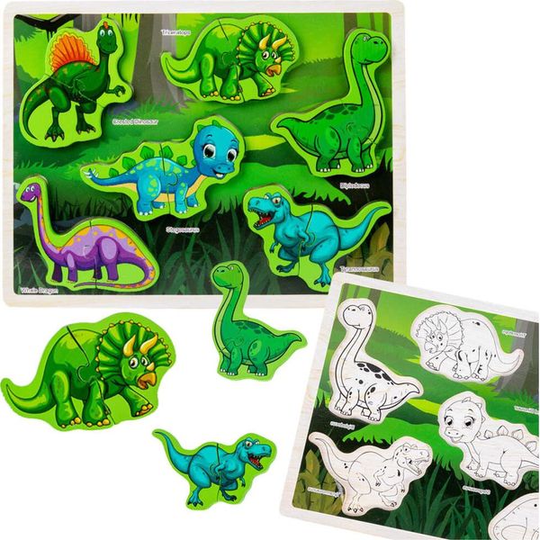 Puzzle Di Legno Con Forme Di Dinosauro 12El-image