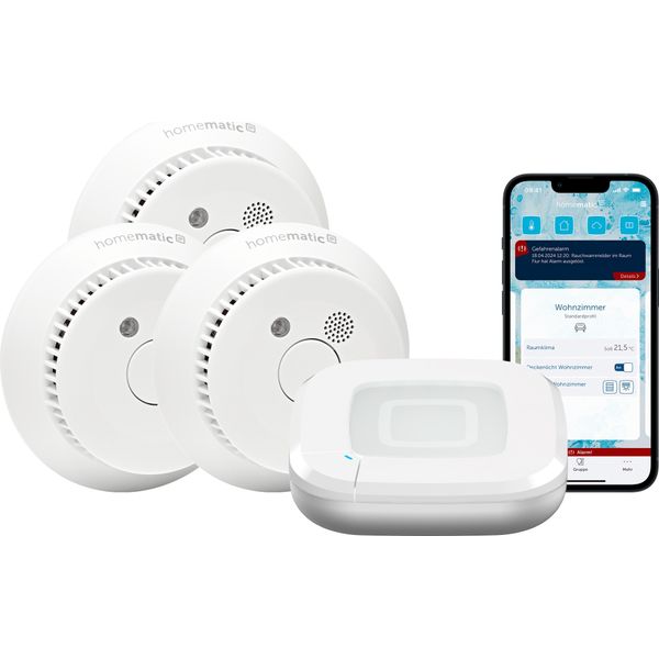 Homematic Ip Starter Set, Dispositivo Di Allarme Fumo Per 3 Stanze-image