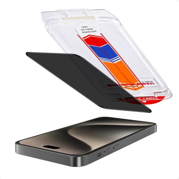 Iphone 15 Pro Screenprotector: Accezz Gehard Glas Privacy Screenprotector + Applicatore - Trasparente-image
