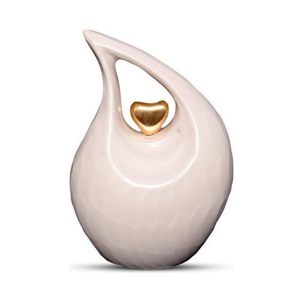 Urna A Goccia 800 Ml In Alluminio - Urna Decorativa Bianca Per Ceneri Umane E Animali - Unica Ed Elegante-image