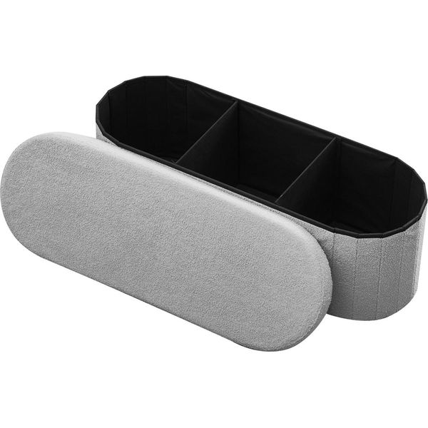 Vevor Pouf Pieghevole Con Vano Portaoggetti (Ovale), Sgabello Imbottito Pieghevole Con Capacità Di Carico Fino A 299,37 Kg, 11 X 38 X 38 Cm, Cassapanca Pouf Per Soggiorno, Camera Da Letto, Ingresso, Grigio-image
