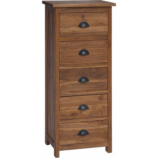 Vidaxl Cassettiera Con Cassetti Marrone 45 X 35 X 110 Cm In Legno Massiccio Di Teak-image