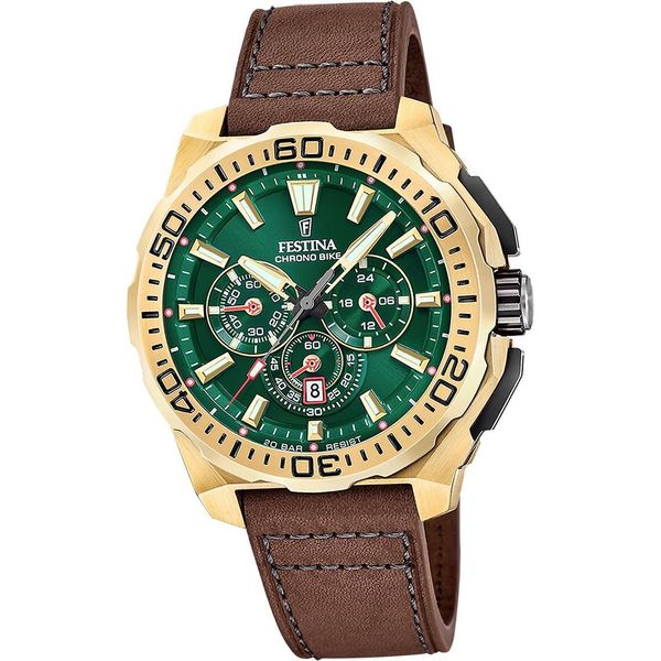 Festina Orologio Da Uomo Chrono Bike In Pelle Marrone Scuro D2UF20728/2-image