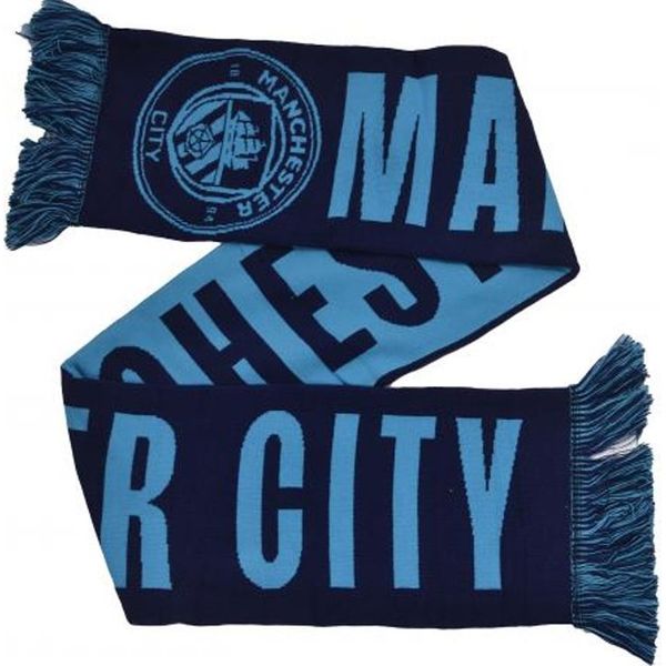 Manchester City Fc - Sciarpa "Wordmark"", Tessuto Jersey, Jacquard BS6328 (Taglia Unica) (Blu Cielo/Blu Scuro)"-image