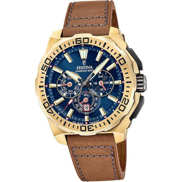 Festina Orologio Da Uomo Chrono Bike Da Polso In Pelle Marrone D2UF20728/1-image
