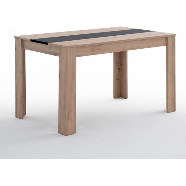 Tavolo Rettangolare 135×80 Cm In Melamina Effetto Cemento Con Striscia Centrale A Contrasto - Design Moderno, Robusto E Versatile Per Cucine,Da Pranzo E Aree Commerciali - Ulisse - Rovere/Nero-image