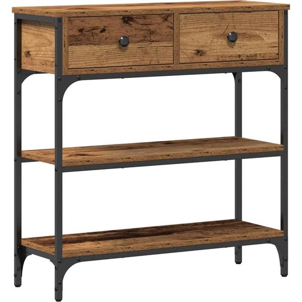 Vidaxl Consolle Con Ripiano In Legno Di Recupero 72,5 X 25 X 75 Cm Materiale A Base Di Legno-image