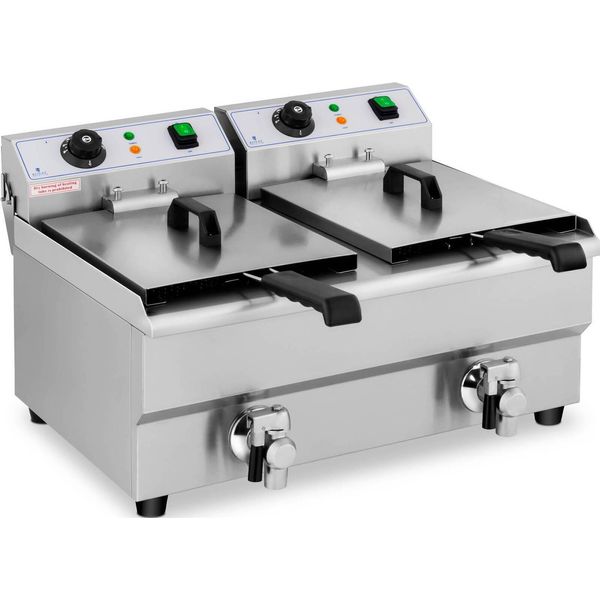 Friggitrice Elettrica Doppia Royal Catering - 2 X 10 Litri - 6000 W - Rubinetto Di Scarico --image