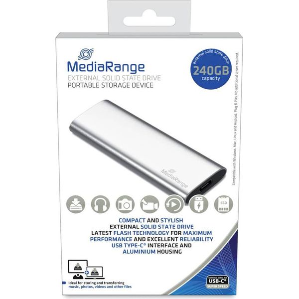 Mediarange MR1101 Unità Esterna Usb Type-C® Ssd - 240 Gb, Argento-image