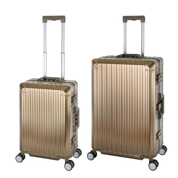 Travelhouse Tokyo Valigia Da Viaggio In Alluminio Champagne S-55Cm E L-72Cm Valigia Rigida Set Di Trolley Da Viaggio-image