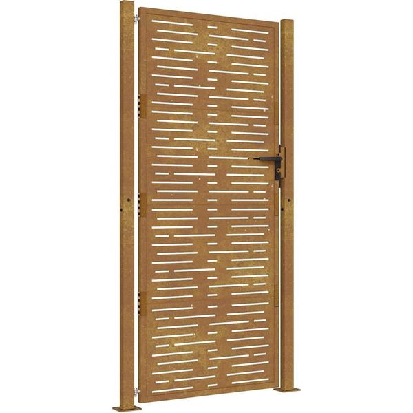 Vidaxl Cancello Da Giardino 105X205 Cm In Acciaio Corten Design Quadrato-image