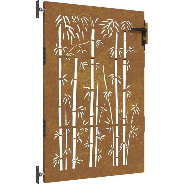 Vidaxl Cancello Da Giardino 85X150 Cm In Acciaio Corten Design Bambù-image
