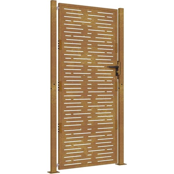 Vidaxl Cancello Da Giardino 105X180 Cm In Acciaio Corten Design Quadrato-image