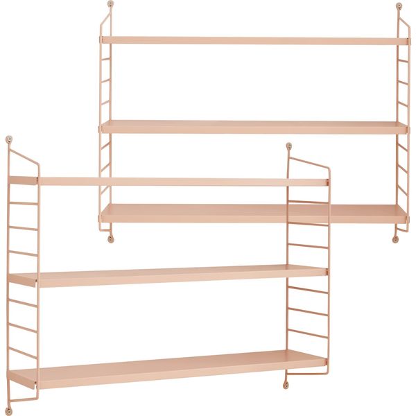 Set Di 2 Mensole A Muro Modulari 'SträNgnäS' In Acciaio 50 X 60 X 15 Cm Peachy Beige-image