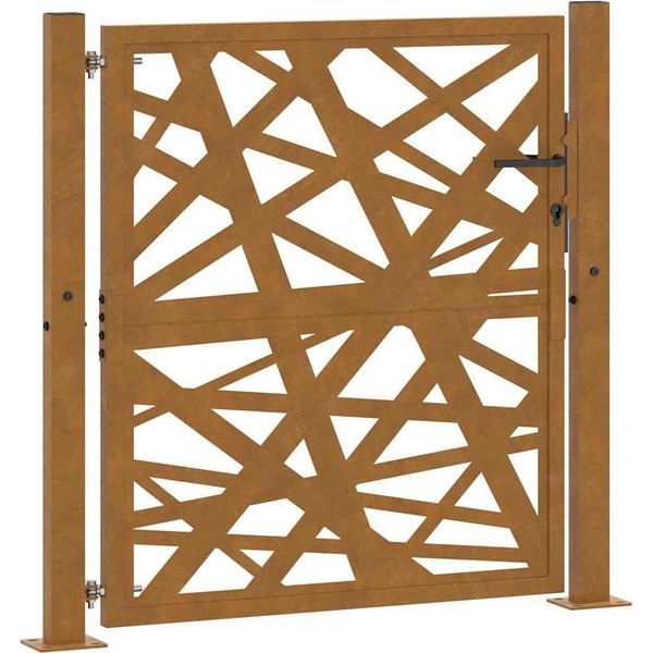 Vidaxl Cancello Da Giardino 100X100 Cm In Acciaio Corten Design Luminoso-image