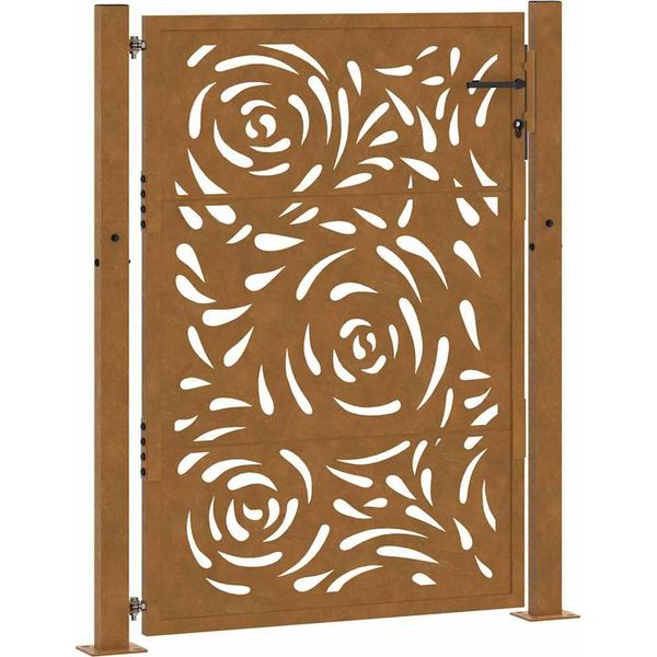 Vidaxl Cancello Da Giardino 100X125 Cm In Acciaio Resistente Agli Agenti Atmosferici Design A Fiamma-image