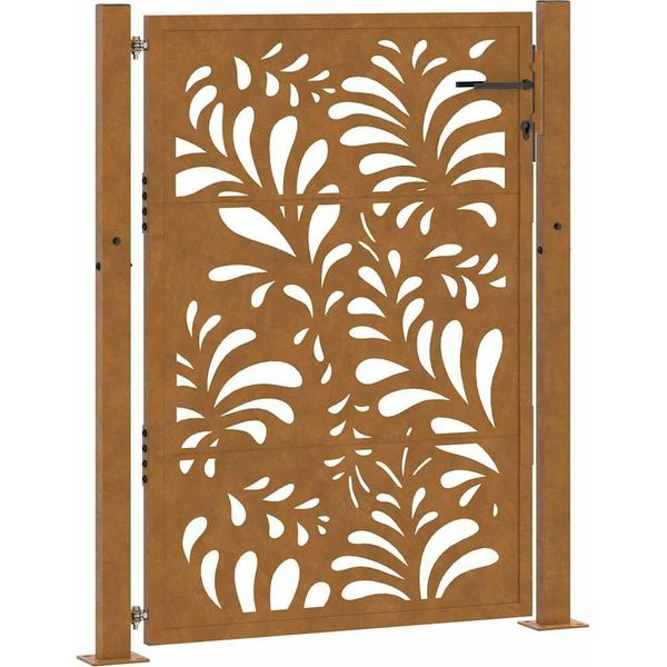 Vidaxl Cancello Da Giardino 100X150 Cm In Acciaio Resistente Agli Agenti Atmosferici Design A Onda-image