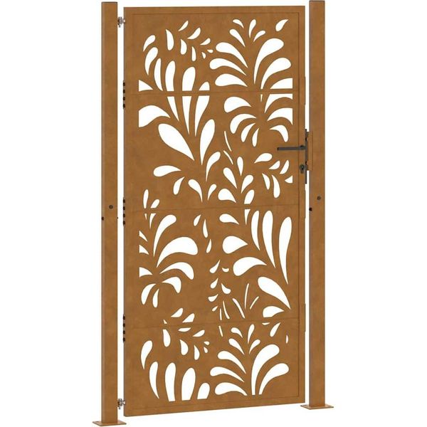 Vidaxl Cancello Da Giardino 100X175 Cm In Acciaio Resistente Agli Agenti Atmosferici Design A Onda-image