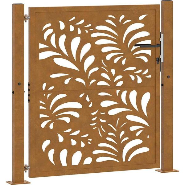 Vidaxl Cancello Da Giardino 100X100 Cm In Acciaio Resistente Agli Agenti Atmosferici Design A Onda-image