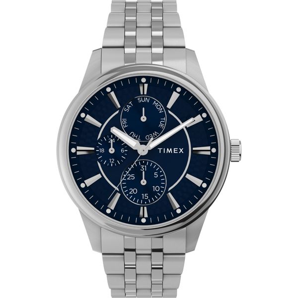 Multifunktionsuhr Timex "Chicago", Edelstahlfarben, Armbanduhren, Herren, Quarzuhr, Armbanduhr, Herrenuhr, Edelstahlarmband, Datum, Leuchtzeiger-image