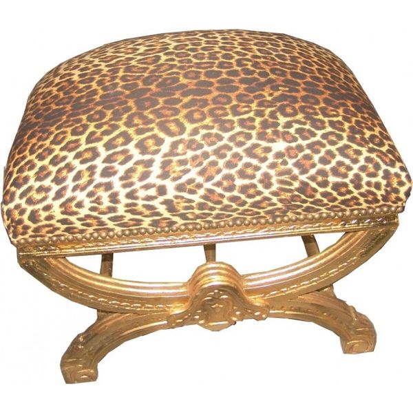 Casa Padrino Sgabello Barocco / Sgabello A Croce Leopardo / Oro-image