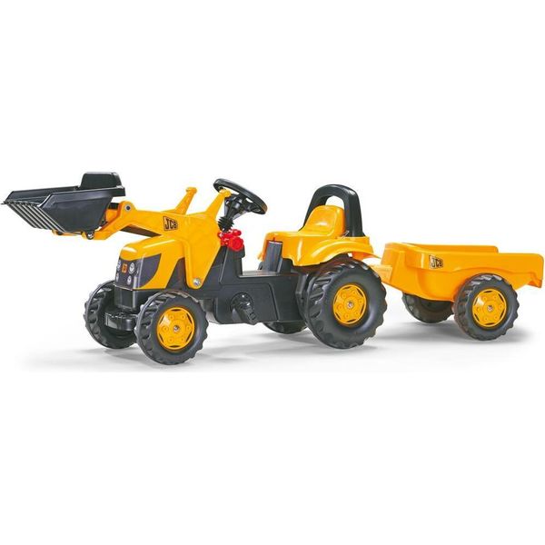 Rolly Toys Trattore A Pedali Jcb Con Rimorchio + Caricatore Frontale, Da 2,5 Anni, Trattore-image