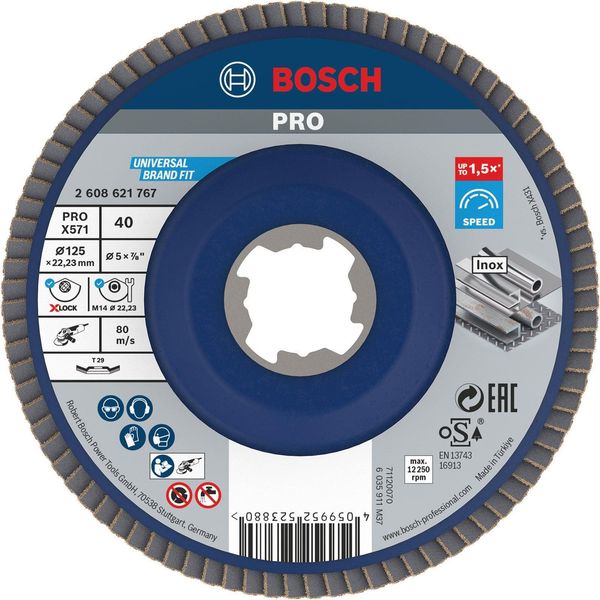 Bosch X-LOCK Disco Lamellare X571 Best For Metal Diametro 125 Mm Grana 40-image