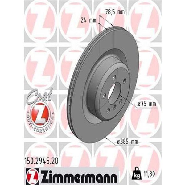 2X Disco Freno Zimmermann 150.2945.20 Per Bmw X5 (E70) X5 (F15 F85) 78Mm 385Mm-image