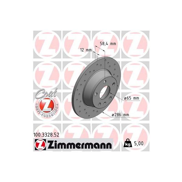 2X Disco Freno Zimmermann 100.3328.52 Per Audi Tt Coupé (8J3) Tt Roadster (8J9)-image