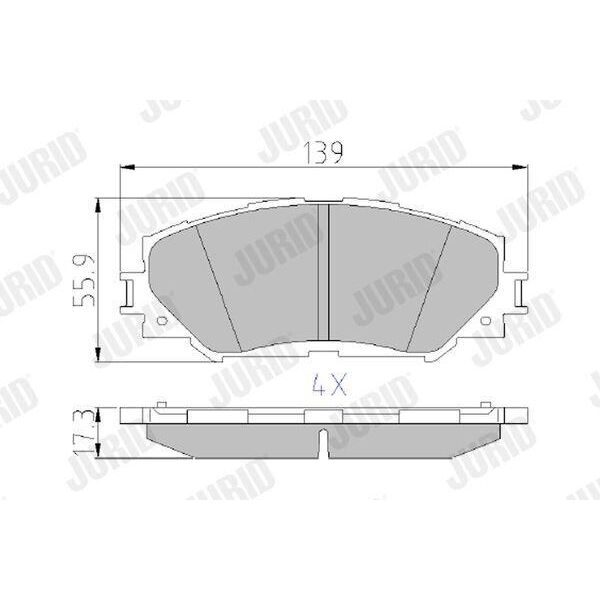 Set Di Pastiglie Freno Anteriori Jurid Per Toyota Auris (NRE15, ZZE15, ADE15, ZRE15, NDE15) 572598J-image