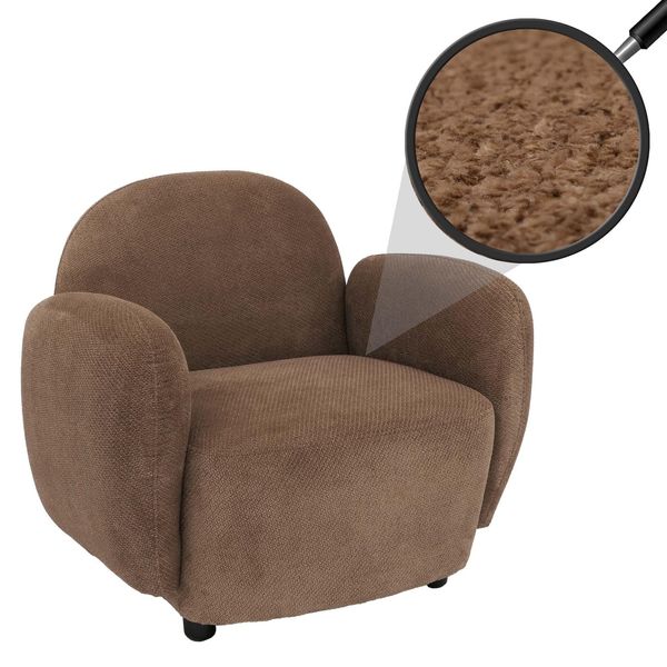 Sessel MCW-P33, Lounge-/Relax-/Cocktailsessel Polstersessel, Stoff/Textil Chenille (330 G/M²) ÖKo-Tex ~ Braun-image