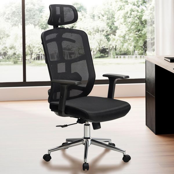 BüRostuhl Finebuy Schreibtischstuhl Mesh Schwarz Drehstuhl Ergonomisch 120 Kg-image