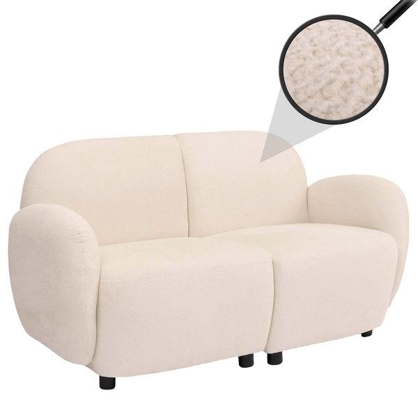 2Er-Sofa MCW-P33, 2-Sitzer Couch Loungesofa, Stoff/Textil Chenille (330 G/M²) ÖKo-Tex ~ Creme-image