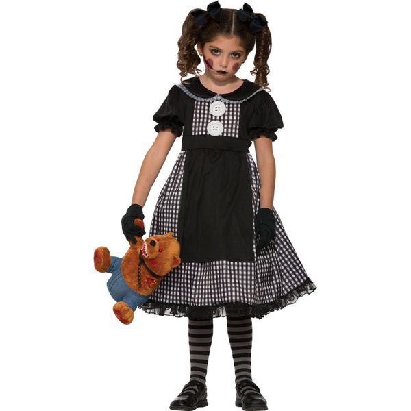 Bristol Novelty - Costume Da "Bambola Di Pezza"" Per Bambina BN2806 (S) (Nero/Bianco)"-image