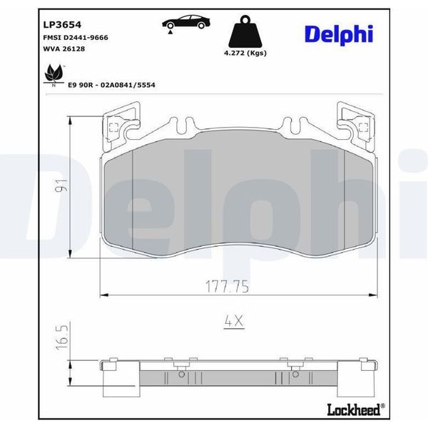 Set Di Pastiglie Freno Anteriori Delphi Adatte Per MERCEDES-BENZ Classe A (W177) LP3654-image