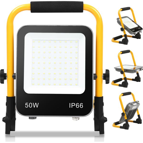 Swanew Faro Da Cantiere A Led 50W Proiettore A Treppiede Proiettore A Led Con Spina-image