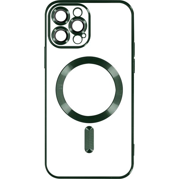 Custodia In Silicone Magsafe Apple Iphone 13 Pro Protezione Fotocamera Cornice Cromata Verde Scuro-image