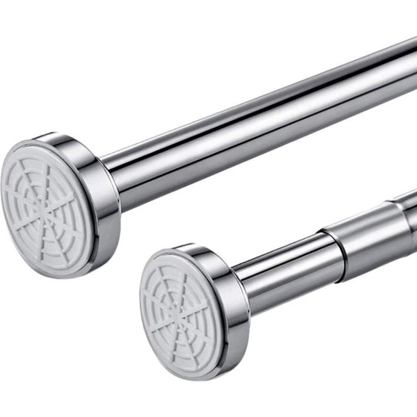 Binario Per Tende Da Doccia Da 80 Cm Senza Foratura Regolabile Da 85 Cm A 140 Cm, Binario Telescopico Estensibile Per Doccia E Vasca Da Bagno, Binario Per Tende In Acciaio Inox Per Il Fissaggio, Binario Per Armadi In Argento-image