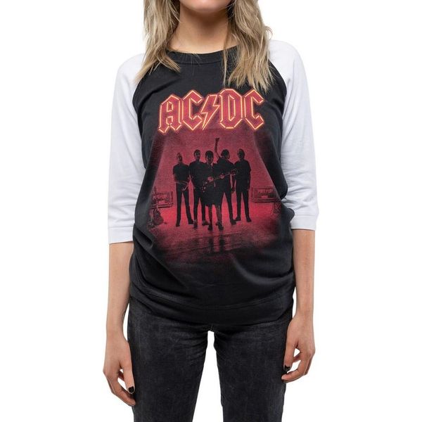 Ac/Dc - Maglietta "PWR-UP Uk"" Da Donna Con Maniche Raglan RO3931 (3XL) (Nero/Bianco)"-image