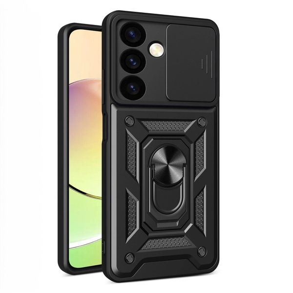 Custodia Hybrid Armor Camshield Per Xiaomi Poco C65 / Redmi 13C Blindata Con Copertura Della Fotocamera - Nero-image