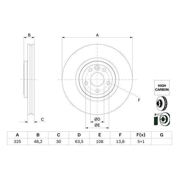 Bosch 0 986 479 G96 - Oe T4N 1801 Disco Freno Per Xe (X760), Xf (X260)-image
