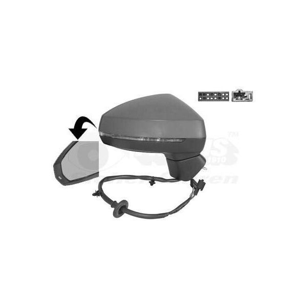 Van Wezel 0337818 Specchietto Esterno Specchietto Laterale Destro Per Audi A3 Berlina (8VS, 8VM) Convesso Riscaldato Primerizzato-image