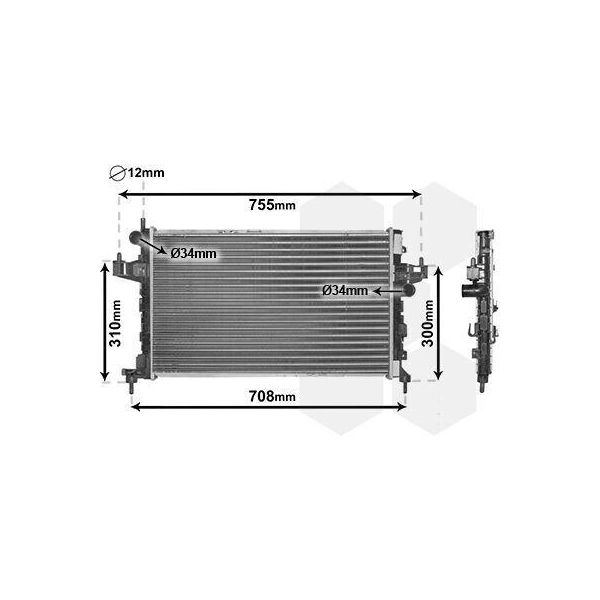 Van Wezel 37002380 - Oe 1300259 Radiatore, Raffreddamento Motore Per Combo, Combo Tour, Corsa C (X01), Tigra Twintop (X04)-image