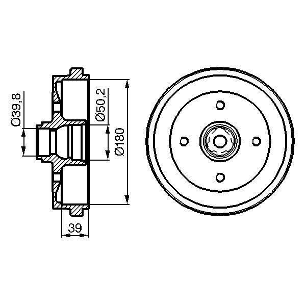 Bosch 0 986 477 111 - Oe 171 501 615 B Tamburo Del Freno Con Cuscinetto Ruota Per Toledo I (1L2), Ibiza (6K), Cordoba (6K), Jetta Ii (165, 19E, 1G2), Polo (80, 86C), Polo (6N), Polo (6V)-image