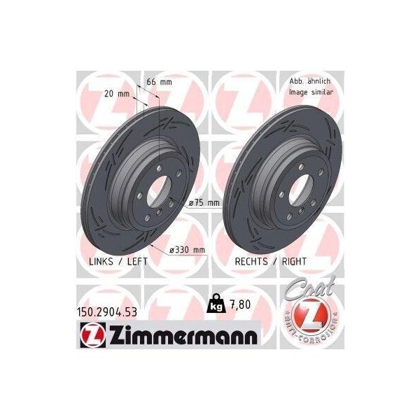 2X Disco Freno Zimmermann 150.2904.53 Per Bmw 3 Touring (F31) 3 Gt (F34) 66Mm-image